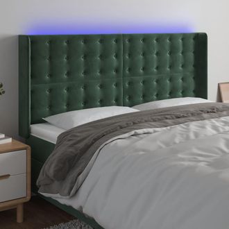 vidaXL Cabecero Con Led De Terciopelo Verde Oscuro 163x16x118/128 Cm Vidaxl