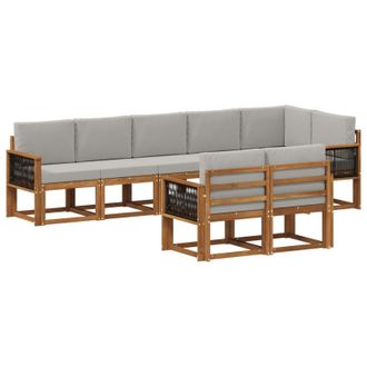 vidaXL Conjunto De Sof&aacute;s De Exterior 8 Pcs Natural Y Gris Claro Vidaxl