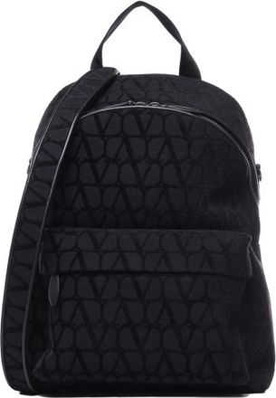 Valentino Garavani Toile Iconographe Backpack In Toile Iconographe With Leather Details