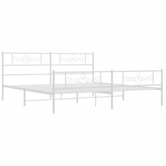 vidaXL Vidaxl - Estructura Cama Sin Colch&oacute;n Con Estribo Metal Blanco 193x203 Cm