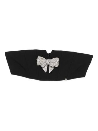 Nissa bow-embellished bustier top - Black