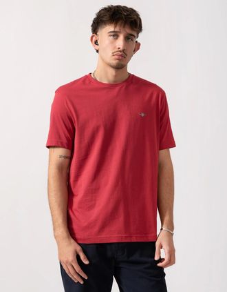 GANT Mens GANT Mens Regular Fit Short Sleeve Shield Logo T-Shirt - 609 Muted Red - Size: 38