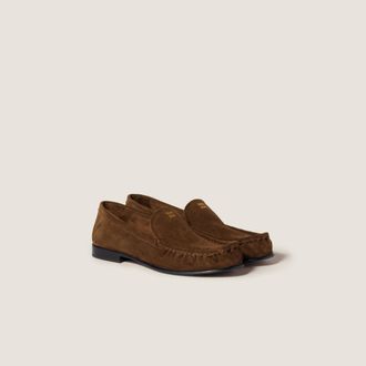 Miu Miu Suede Loafers, Woman, Cocoa Brown, Size 35,5