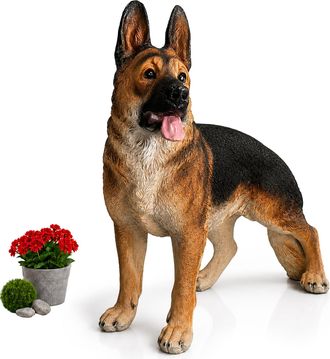Relaxdays Relaxdays Figura Perro Jard&iacute;n Pastor Alem&aacute;n 114&times;40&times;91 Cm Poliresina, Resistente Exterior, Marr&oacute;n/negro