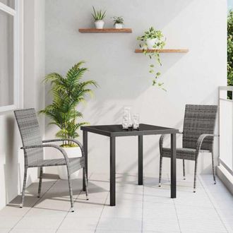 vidaXL Conjunto De Comedor De Jard&iacute;n 3 Pcs Gris Polirat&aacute;n Vidaxl