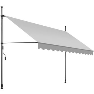 TecTake Toldo plegable para balc&oacute;n con manivela 350x120x211-304 cm, gris claro