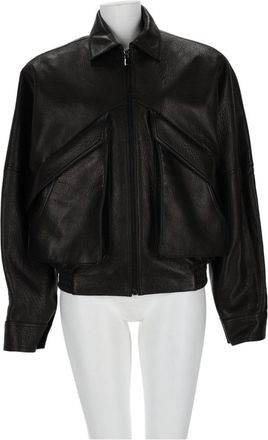 Magda Butrym Black Textured Sheep Leather Jacket
