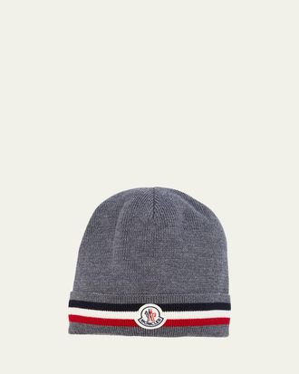 Moncler Mens Tricolor Logo Beanie