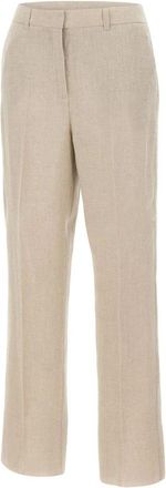 Marella Fragola Broeken - Dames - Straight fit broeken - Beige - XL - Linnen - Broeken