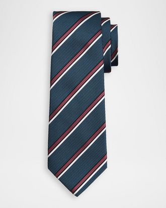 Kiton Men & apos;s Silk Pinstripe Jacquard 7-Fold Tie