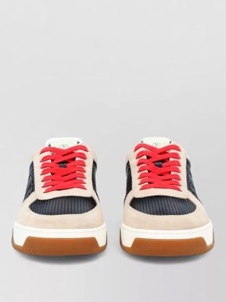Valentino Garavani logo leather and suede panel sneakers