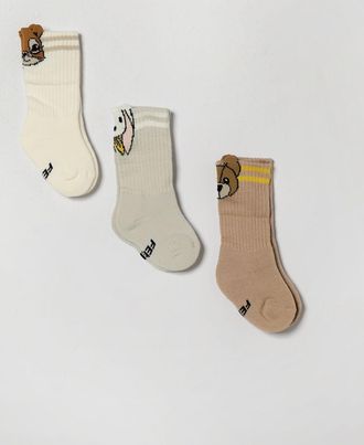 Fendi Calze da neonato in misto cotone con stampa all-over