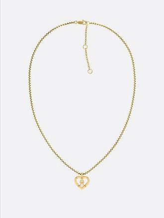 Tommy Hilfiger Collar con coraz&oacute;n y monograma chapado en oro