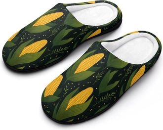 Generic Corn Mens Cozy Cotton Slippers with Memory Foam Lightweight Anti-skid House Shoes for Indoor Outdoor