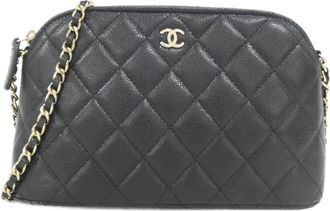 Chanel Black Grained Calfskin Chain/Shoulder Wallet (Pre-Owned)