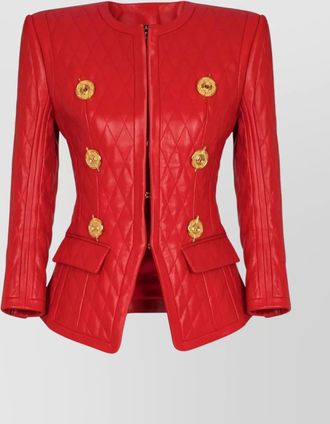 Balmain quilted lambskin jacket gold buttons