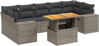 vidaXL Set De Sof&aacute;s De Jard&iacute;n 8 Pzas Y Cojines Rat&aacute;n Sint&eacute;tico Gris Vidaxl