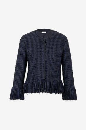 Akris Tweedjacke mit Fransen und Reissverschluss