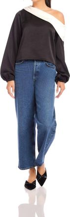 Fifteen Twenty Marisa One-Shoulder Top In Black And Cream