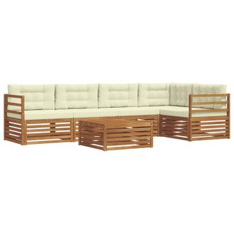 vidaXL Conjunto De Sof&aacute;s De Exterior Con Coj&iacute;n 6 Pcs Natural Y Crema Vidaxl