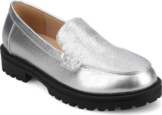 Journee Collection Ericka Lug Sole Platform Loafer - Wide Width in Silver at Nordstrom Rack, Size 7.5