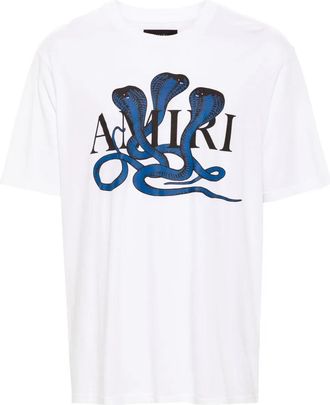 Amiri Poison Blue Snake Cotton T-Shirt - White