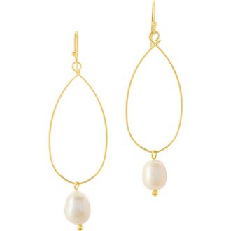 Sterling Forever Genuine Pearl Teardrop Earrings in Gold at Nordstrom Rack