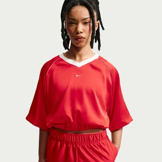 Nike Womens Nike Sportswear Oversized Satin Top in Red | IH1330-696