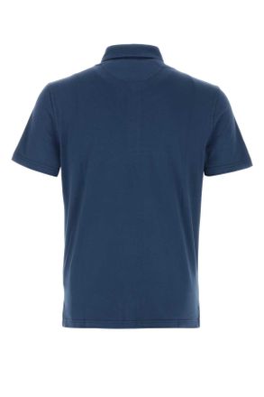 Fedeli Mens Blue Stretch Cotton Polo Shirt Bluaperto Exterior: Elastane