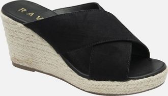 Ravel Womens Morley Womens Wedge Sandals - Black - Size: 5