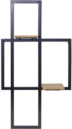 Melrose International Iron Metal Wall Hanging with Wood Shelves 33.5H - Brown, Black