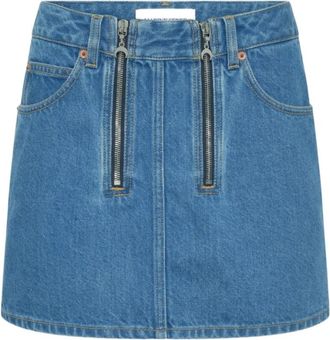 Marine Serre Minirok met rits - Dames - Spijkerrokken - Blauw - XS - Katoen - Rokken