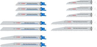 Bosch Pro Demolizione - Set de 12 lame de sega alternativa (per tubi e profili de metallo, metalli non ferrosi, lunghezza mm, accessori professionali sega