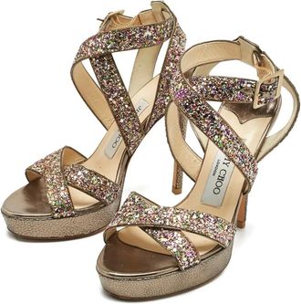 Jimmy Choo London Sandali platform con glitter - Marrone