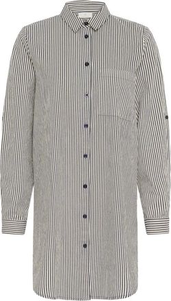 Kaffe Gestreepte Shirt Tuniek Middernacht/Witte Streep - Dames - Shirt Kleedjes - Veelkleurig - M - Katoen - Kleedjes