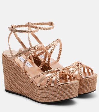 Jimmy Choo London Nyra braided leather espadrille wedges