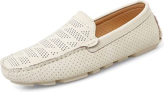 Generic Mens Loafers Breathable Lightweight Moccasins Shoes Flexible Comfortable Lightweight Walking Classic Slip-ons(Beige,8.5 UK)