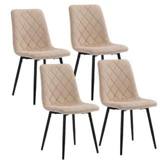 Relaxdays Relaxdays, 4 Sedie Velluto Imbottite, Gambe Metallo, 120 Kg, Beige