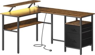 Vasagle Escritorio de 120 x 150 x 76 cm de color marr&oacute;n r&uacute;stico