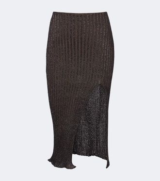 Missoni Striped lam&eacute; midi skirt