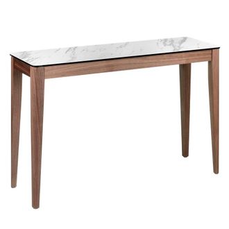 Angel Cerd&aacute; Porcelain Marble & Walnut Rectangular Console Table in Brown