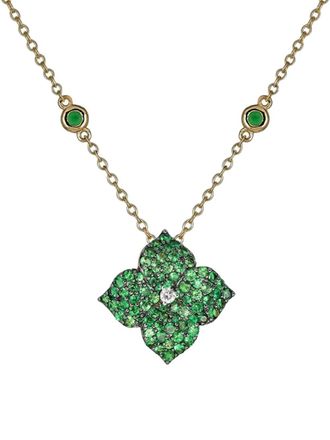 Piranesi 18K yellow gold tsavorite small flower necklace - Goud