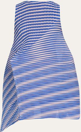 Issey Miyake Sleeveless Generic Stripes Sculpted Mini Dress