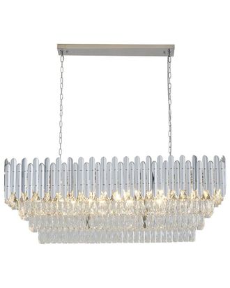 Bethel International 14-Light Stainless Steel Chandelier With Crystal