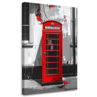 Feeby Cuadro Sobre Lienzo, Cabina Telef&oacute;nica Roja De Londres, 80x120