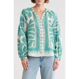 Daniel Rainn Long Sleeve Cotton Top in R388 Dusty Teal at Nordstrom Rack, Size X-Small