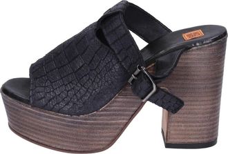 Moma Leren Mules met Hak - Dames - Muiltjes - Zwart - 37 EU - Leer - Schoenen