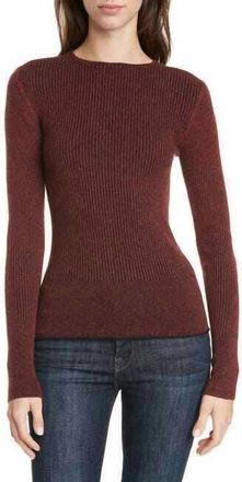 Lewit Two Tone Wool Cashmere Ribbed Pullover In Red