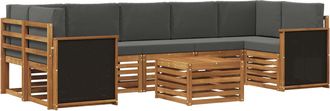 vidaXL Conjunto De Sof&aacute;s De Exterior 8 Uds. Natural Y Antracita Vidaxl