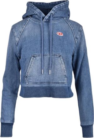 Diesel Hoodies & sweatvesten, Dames, Blauw, S, Katoen, Hooded Sweatshirt met Zak